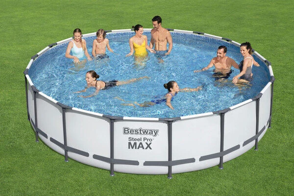 BESTWAY Steel Pro MAX Pool Komplett-Set, Grau, DuraPlus, Ø549x122cm, Mit Filterpumpe, Leiter, Abdeckplane 10 BESTWAY Steel Pro MAX Pool Komplett-Set, Grau, DuraPlus, Ø549x122cm, Mit Filterpumpe, Leiter, Abdeckplane – Bild 8